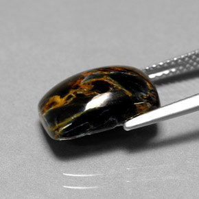 Pietersita multicolorido natural 4,96ct, almofada cortada, opaco