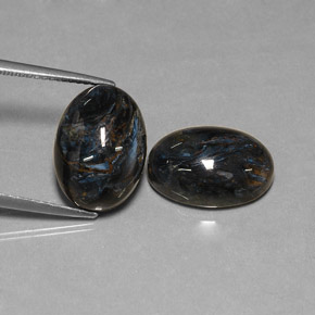 Pedras preciosas de pietersita preto natural de 12,70 ct, corte oval, opaco