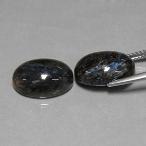 Pedras preciosas de pietersita preto natural de 12,70 ct, corte oval, opaco