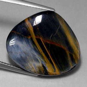 Pietersita multicolorido natural 17,82ct, formato de pêra, opaco