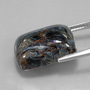 Pietersita multicolorido natural 16,04ct, almofada cortada, opaco