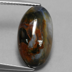 Pietersita multicolorido natural 6,14ct, corte oval, opaco