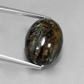 Pietersita multicolorido natural 12,67ct, corte oval, opaco