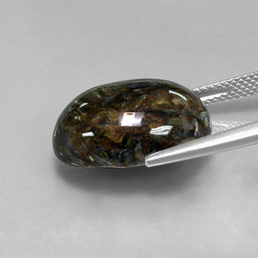 Pietersita multicolorido natural 12,67ct, corte oval, opaco