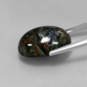 Pietersita multicolorido natural 12,53ct, corte oval, opaco