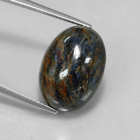 Pietersita multicolorido natural 12,48ct, corte oval, opaco