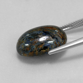 Pietersita multicolorido natural 12,48ct, corte oval, opaco
