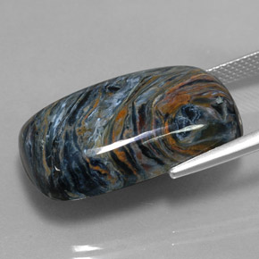 Pietersita multicolorido natural 22,09ct, baguete, opaco