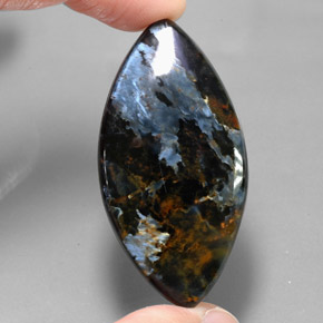 Pietersita multicolorido natural 46,20ct, marquise, opaco