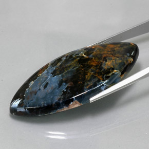 Pietersita multicolorido natural 46,20ct, marquise, opaco