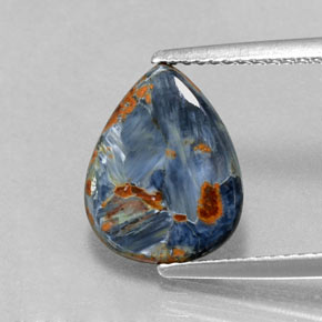 Pietersita multicolorido natural 1,84ct, formato de pêra, opaco