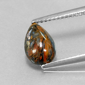 Pietersita multicolorido natural 1,11ct, formato de pêra, opaco