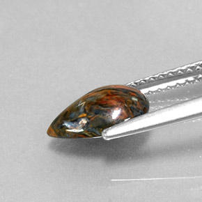 Pietersita multicolorido natural 1,11ct, formato de pêra, opaco