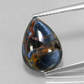 Pietersita multicolorido natural 4,76ct, formato de pêra, opaco