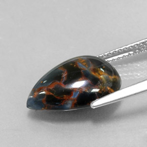 Pietersita multicolorido natural 4,76ct, formato de pêra, opaco