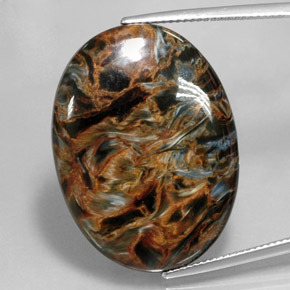 Pietersita multicolorido natural 30,96ct, corte oval, opaco