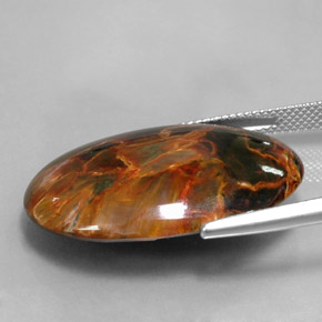 Pietersita multicolorido natural 24,67ct, corte oval, opaco