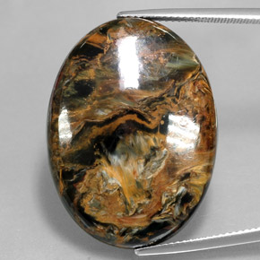 Pietersita multicolorido natural 32,92ct, corte oval, opaco