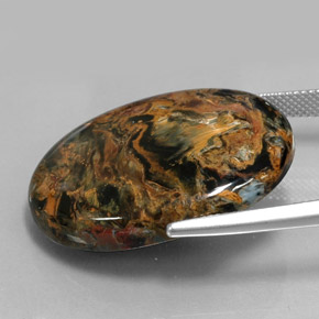 Pietersita multicolorido natural 32,92ct, corte oval, opaco