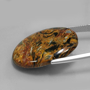 Pietersita multicolorido natural 27,92ct, corte oval, opaco