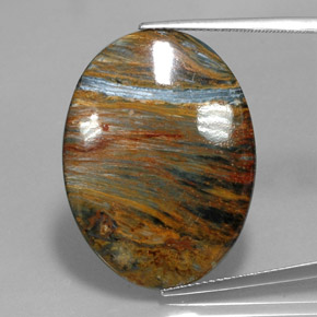Pietersita multicolorido natural 20,19ct, corte oval, opaco