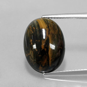 Pietersita multicolorido natural 7,12ct, corte oval, opaco