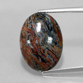 Pietersita multicolorido natural 6,85ct, corte oval, opaco