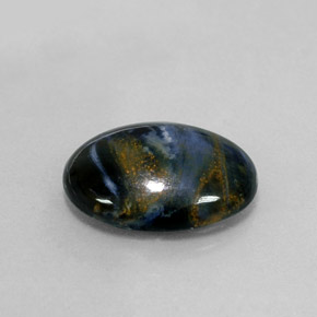 Pietersita multicolorido natural 5,59ct, corte oval, opaco