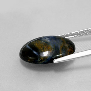 Pietersita multicolorido natural 5,59ct, corte oval, opaco