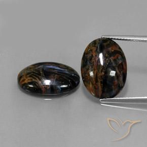 Pedras preciosas de Pietersite Preto natural de 15.26 ct, Corte Oval, Opaco
