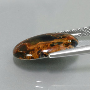 Pietersita multicolorido natural 5,53ct, corte oval, opaco