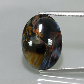 Pietersita multicolorido natural 7,40ct, corte oval, opaco