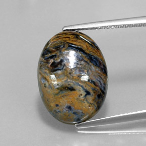Pietersita multicolorido natural 8,02ct, corte oval, opaco