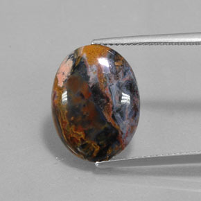 Pietersita multicolorido natural 4,33ct, corte oval, opaco