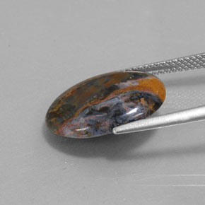 Pietersita multicolorido natural 4,33ct, corte oval, opaco