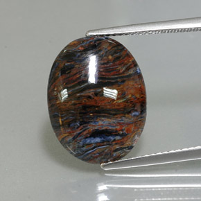 Pietersita multicolorido natural 6,80ct, corte oval, opaco