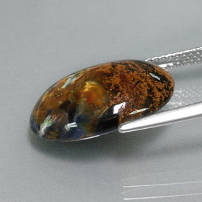 Pietersita multicolorido natural 6,78ct, corte oval, opaco