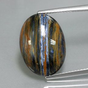 Pietersita multicolorido natural 7,66ct, corte oval, opaco