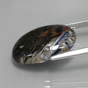 Pietersita multicolorido natural 7,94ct, corte oval, opaco