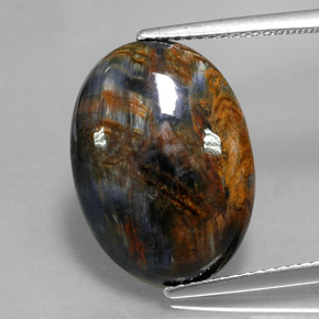 Pietersita multicolorido natural 8,32ct, corte oval, opaco