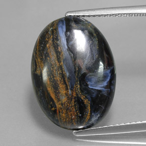 Pietersita multicolorido natural 8,49ct, corte oval, opaco