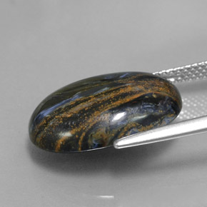 Pietersita multicolorido natural 8,49ct, corte oval, opaco