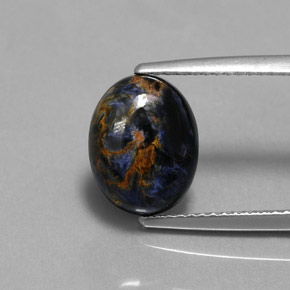 Pietersita multicolorido natural 3,23ct, corte oval, opaco