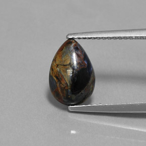 Pietersita multicolorido natural 2,07ct, formato de pêra, opaco