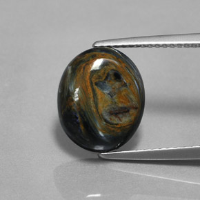 Pietersita multicolorido natural 4,34ct, corte oval, opaco