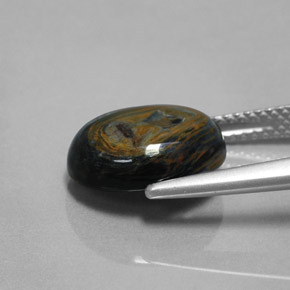 Pietersita multicolorido natural 4,34ct, corte oval, opaco
