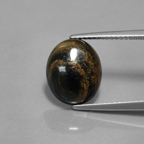 Pietersita multicolorido natural 3,84ct, corte oval, opaco