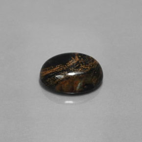 Pietersita multicolorido natural 3,84ct, corte oval, opaco