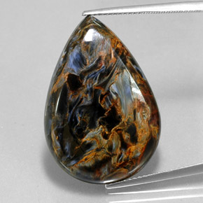 Pietersita multicolorido natural 23,64ct, formato de pêra, opaco