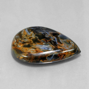 Pietersita multicolorido natural 23,64ct, formato de pêra, opaco